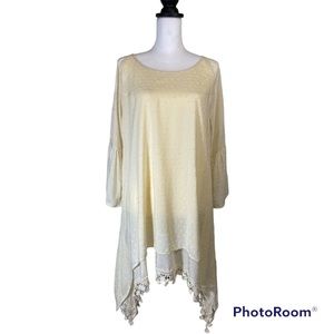 Sassy Bling Lace Trimmed Tunic (or mini dress) in Beige size XL‎ NWT